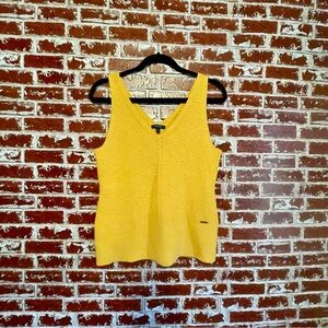 Nautica V-Neck Ribbed Knit Sweater Tank. Butter Cup Yellow/Orange. L